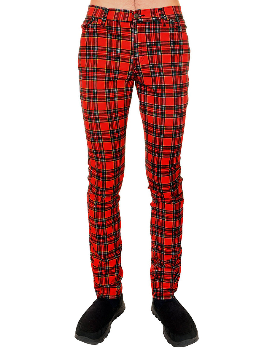 Run & Fly Red Tartan Unisex Skinny Jeans