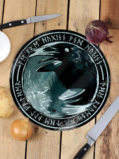The Ravens Of The All Father Glass Chopping Board