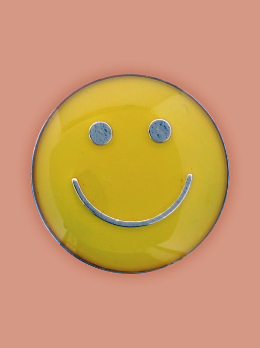 Happy Face Enamel Pin Badge - Yellow