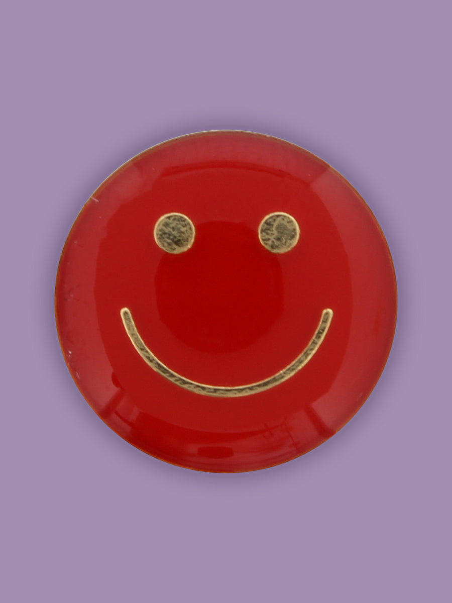 Happy Face Enamel Pin Badge - Red