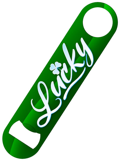 St Patrick's Day Lucky Shamrock Bar Blade Bottle Opener