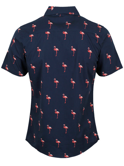 Run & Fly Retro Preppy Flamingo Short Sleeve Shirt