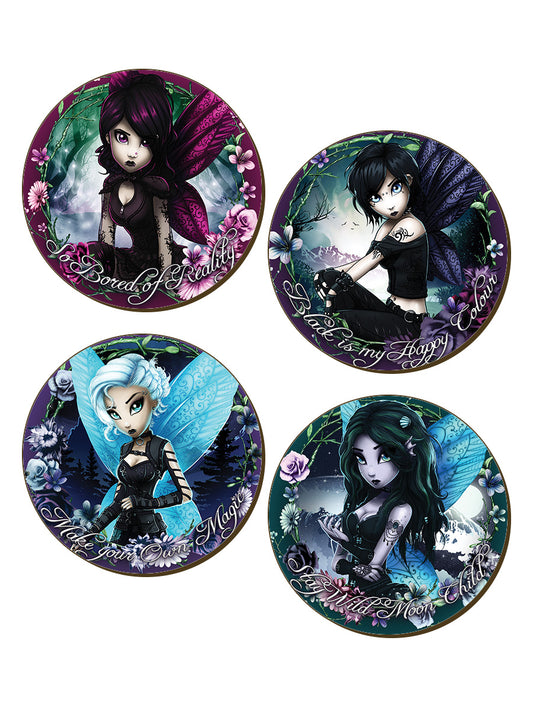 Hexxie Fairies 4 Piece Coaster Set