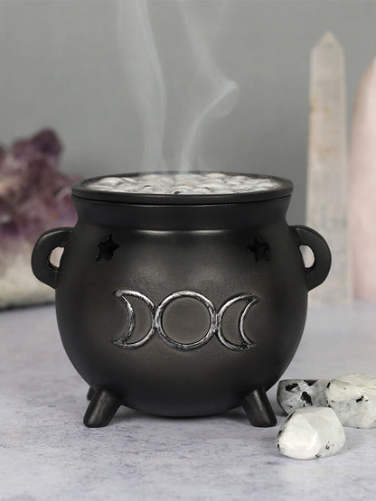 Triple Moon Cauldron Incense Cone Burner