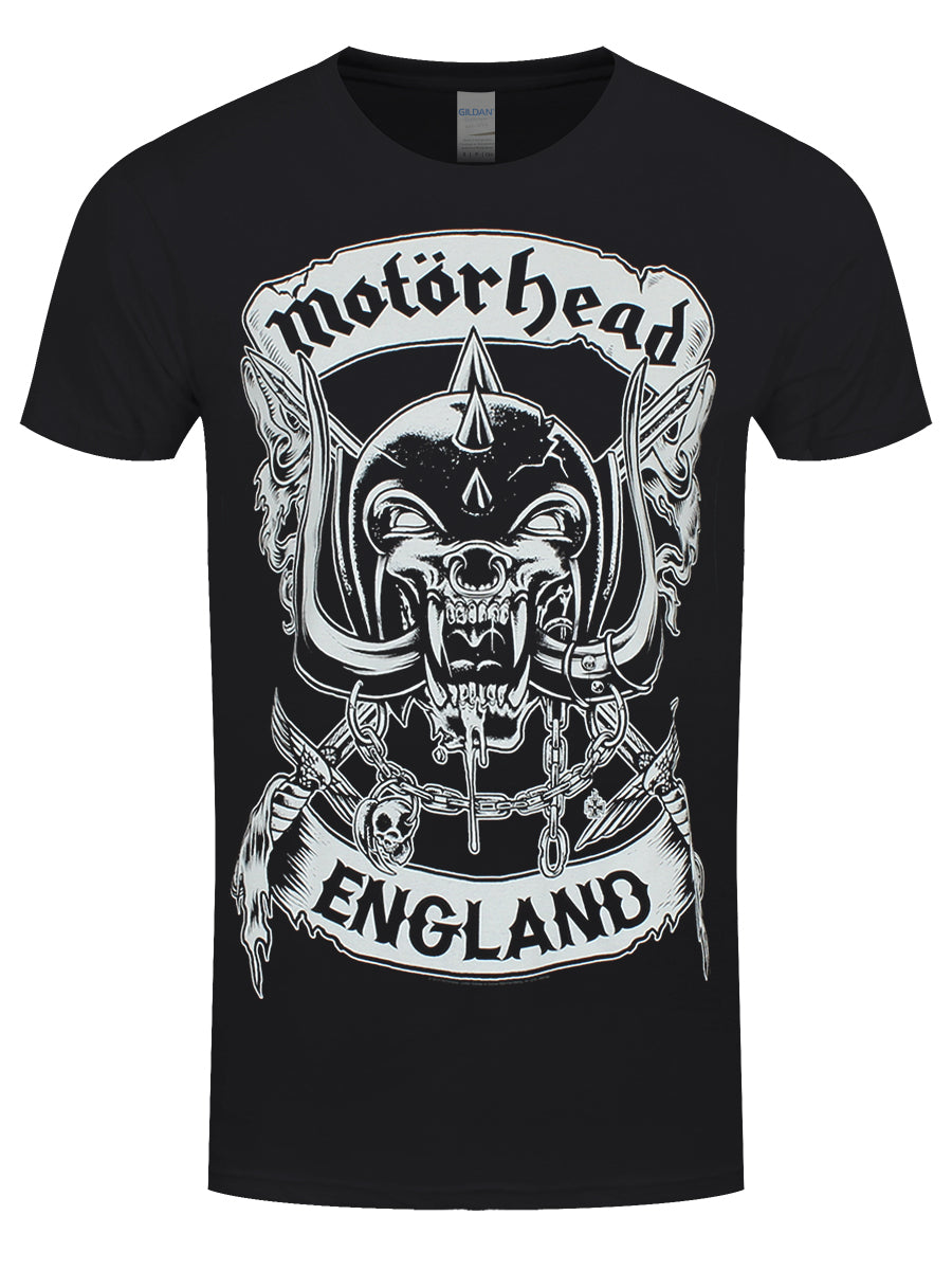 Motorhead Crosses Sword England Crest Men's Black T-Shirt