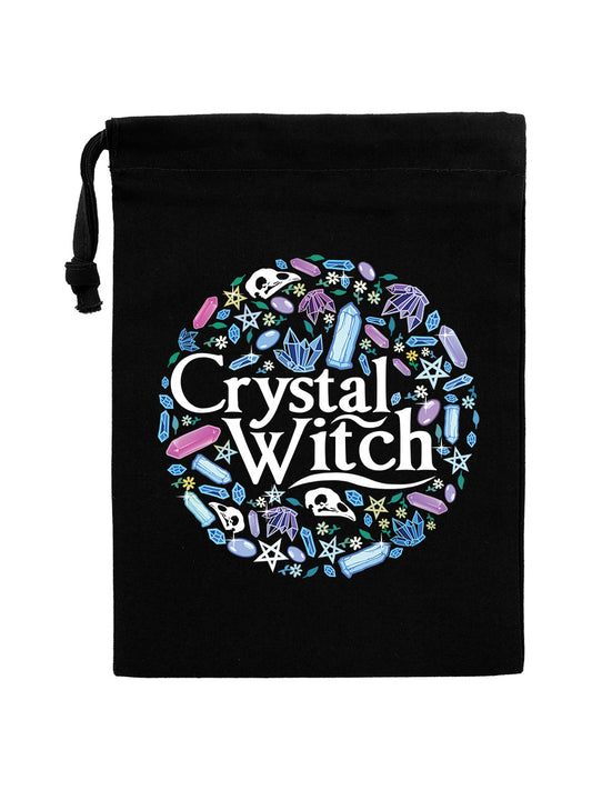 Crystal Witch Black Drawstring Bag