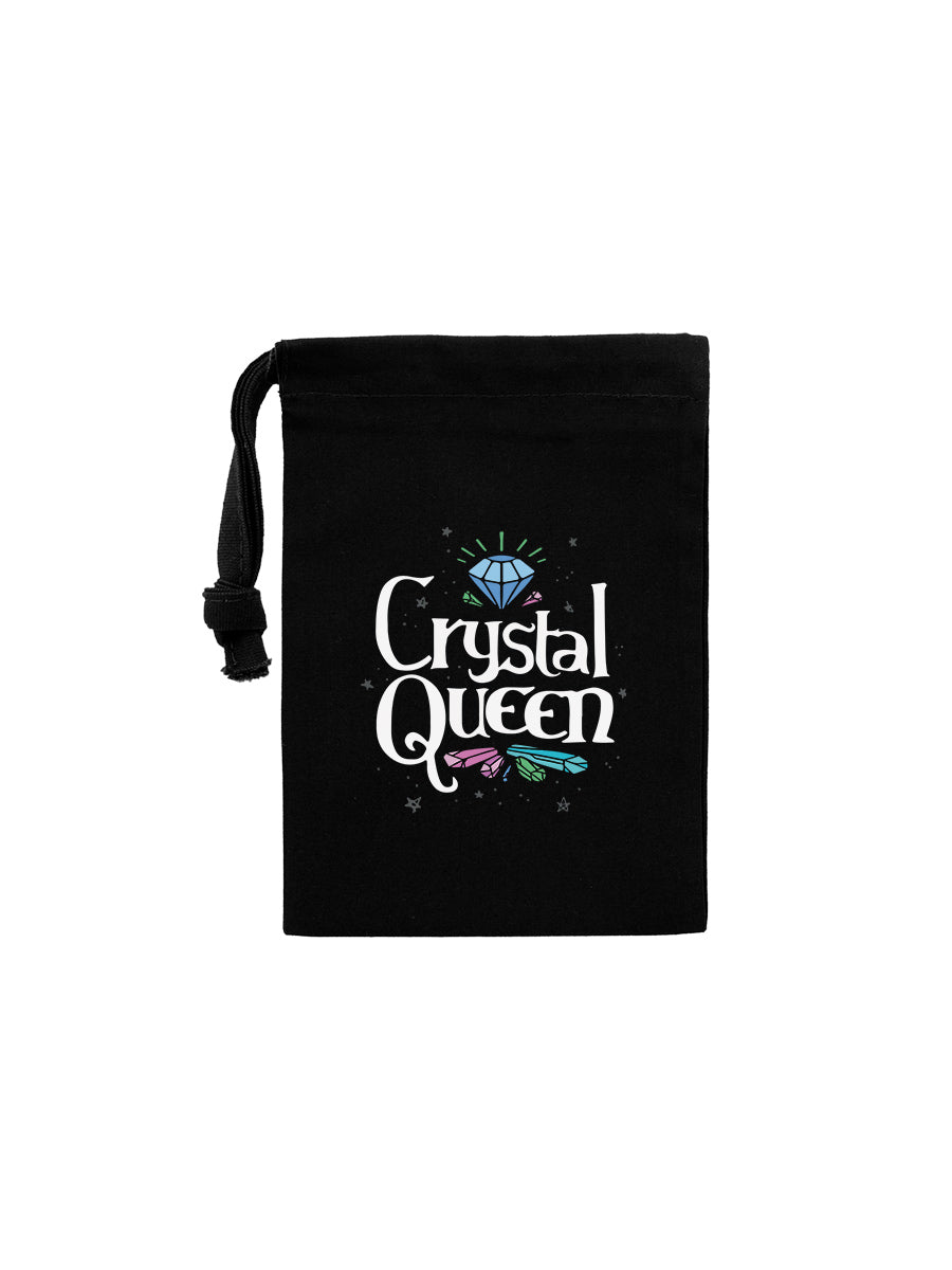 Crystal Queen Small Black Drawstring Bag