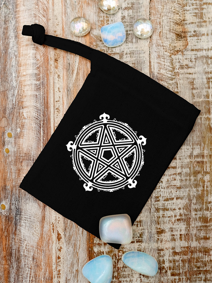 Mystical Pentagram Small Black Crystal Bag