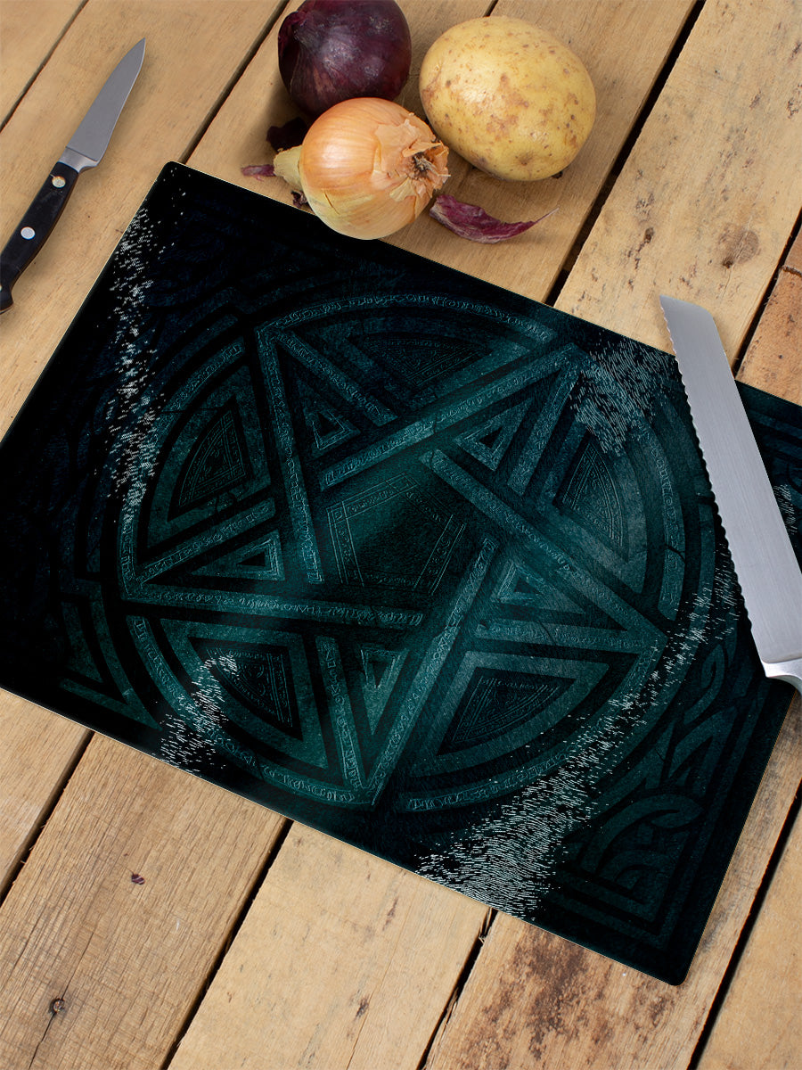 Gothic Pentagram Glass Chopping Board