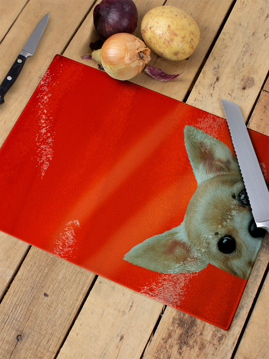 Inquisitive Creatures Chihuahua Glass Chopping Board