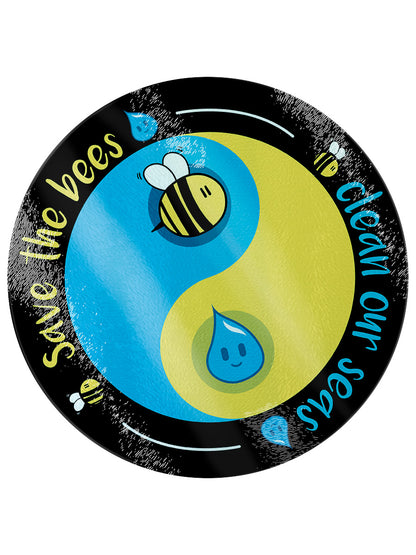 Save The Bees Clean Our Seas Glass Chopping Board
