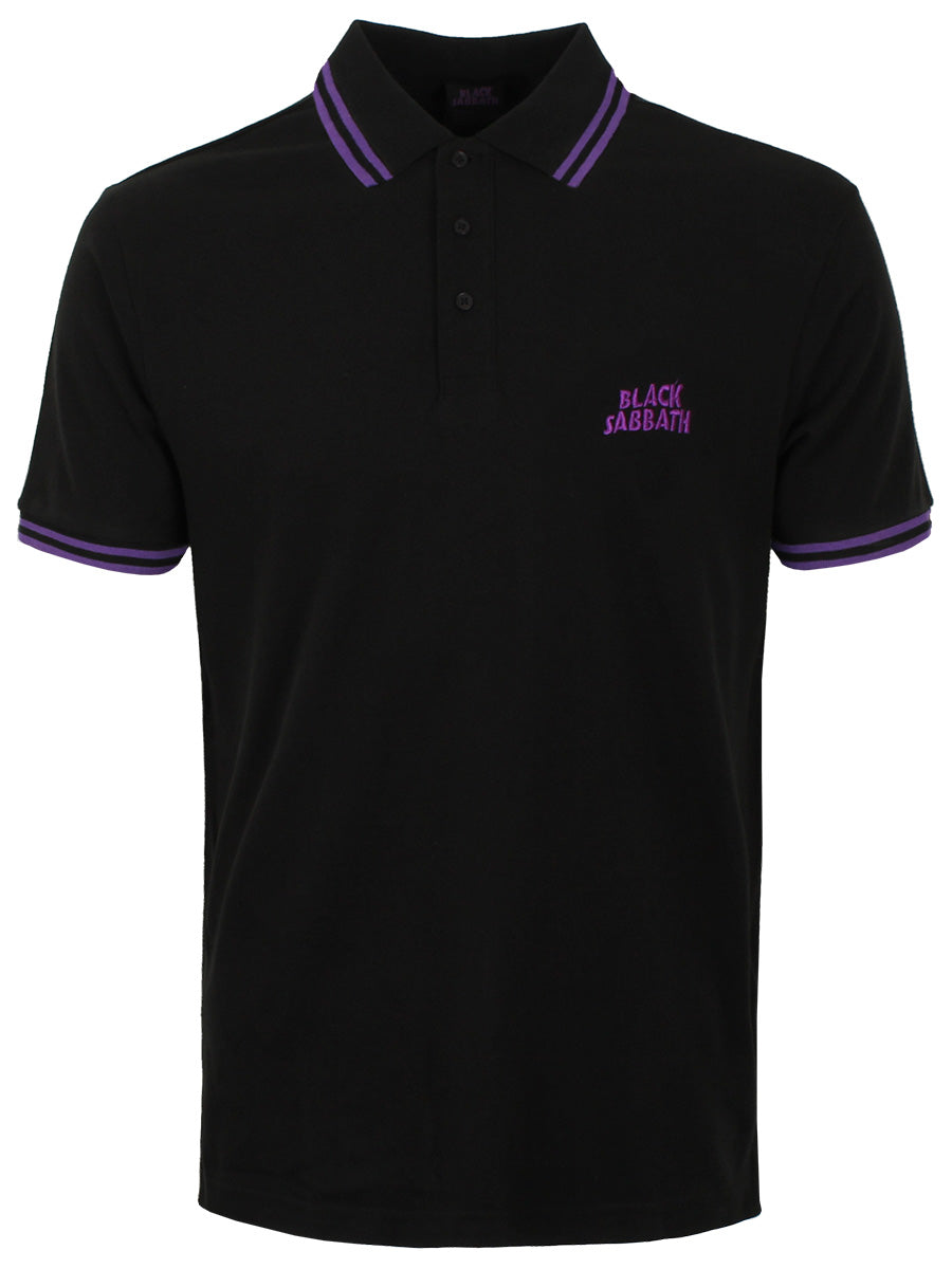 Black Sabbath Wavy Logo Men's Black Polo Shirt