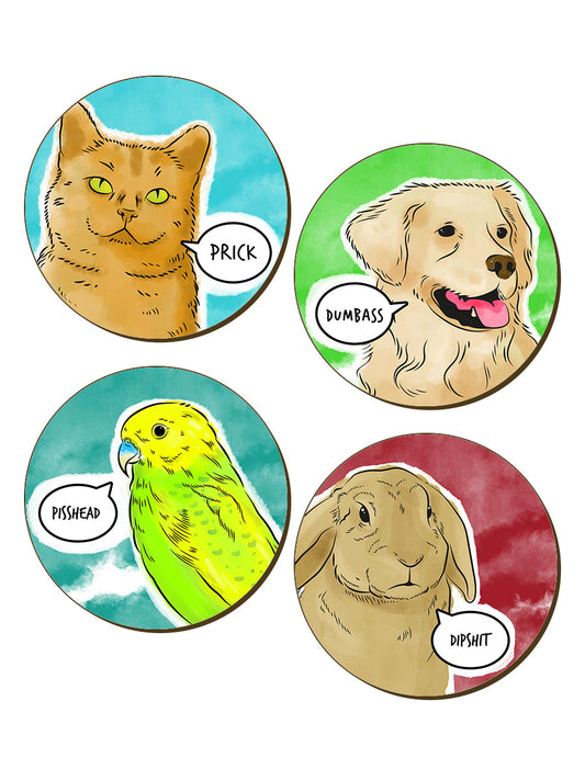 Cute But Abusive Pets - 4 Piece Coaster Set