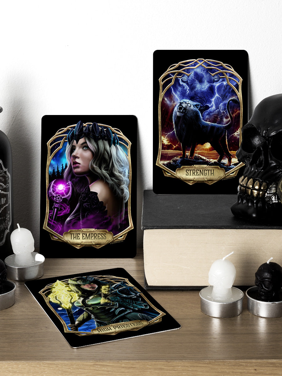 Deadly Tarot Obsidian- The Empress, Strength & High Priestess Small Tin Sign Set