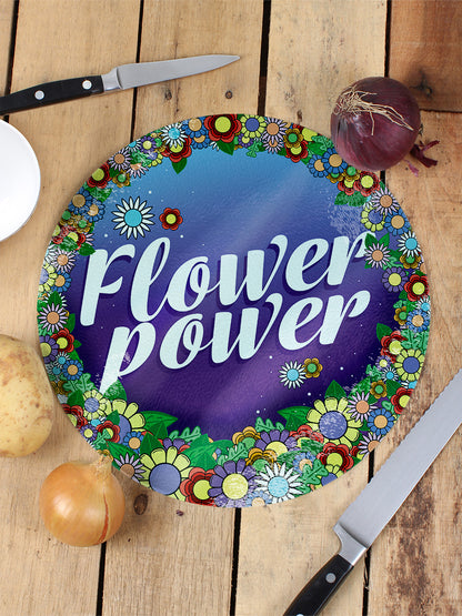 Flower Power Glass Chopping Board