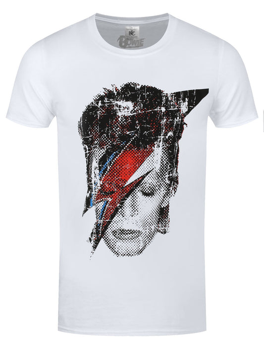 Bowie Halftone Flash Face Men's White T-Shirt