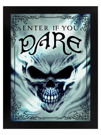 Framed Enter If You Dare Mirrored Tin Sign