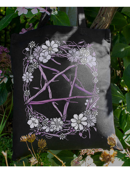 Pagan Pentagram Black Tote Bag