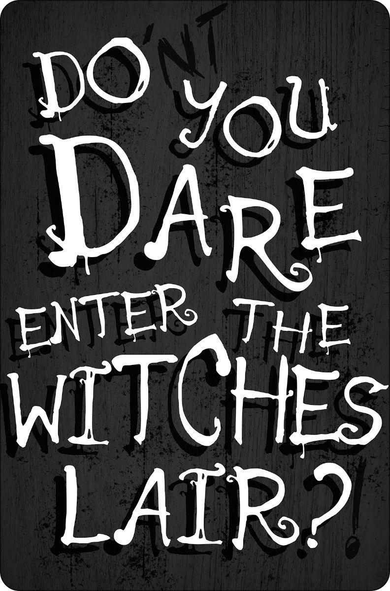 Do You Dare Enter The Witches Lair? Greet Tin Card