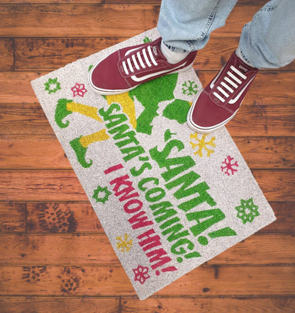 Elf Santa's Coming Doormat