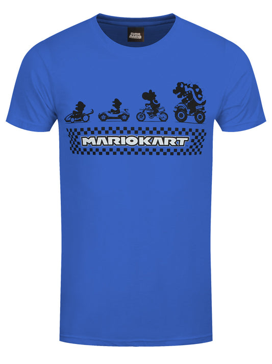 Nintendo Super Mario Kart Silhouette Men's Blue T-Shirt