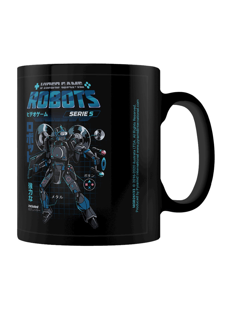 Ilustrata Video Game Robots Serie S Black Coffee Mug