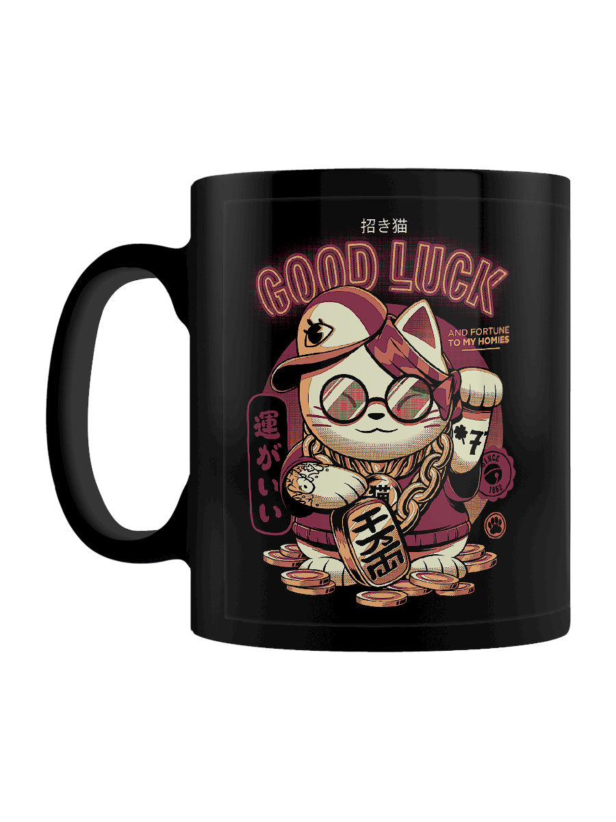 Ilustrata Lucky Cat Black Coffee Mug