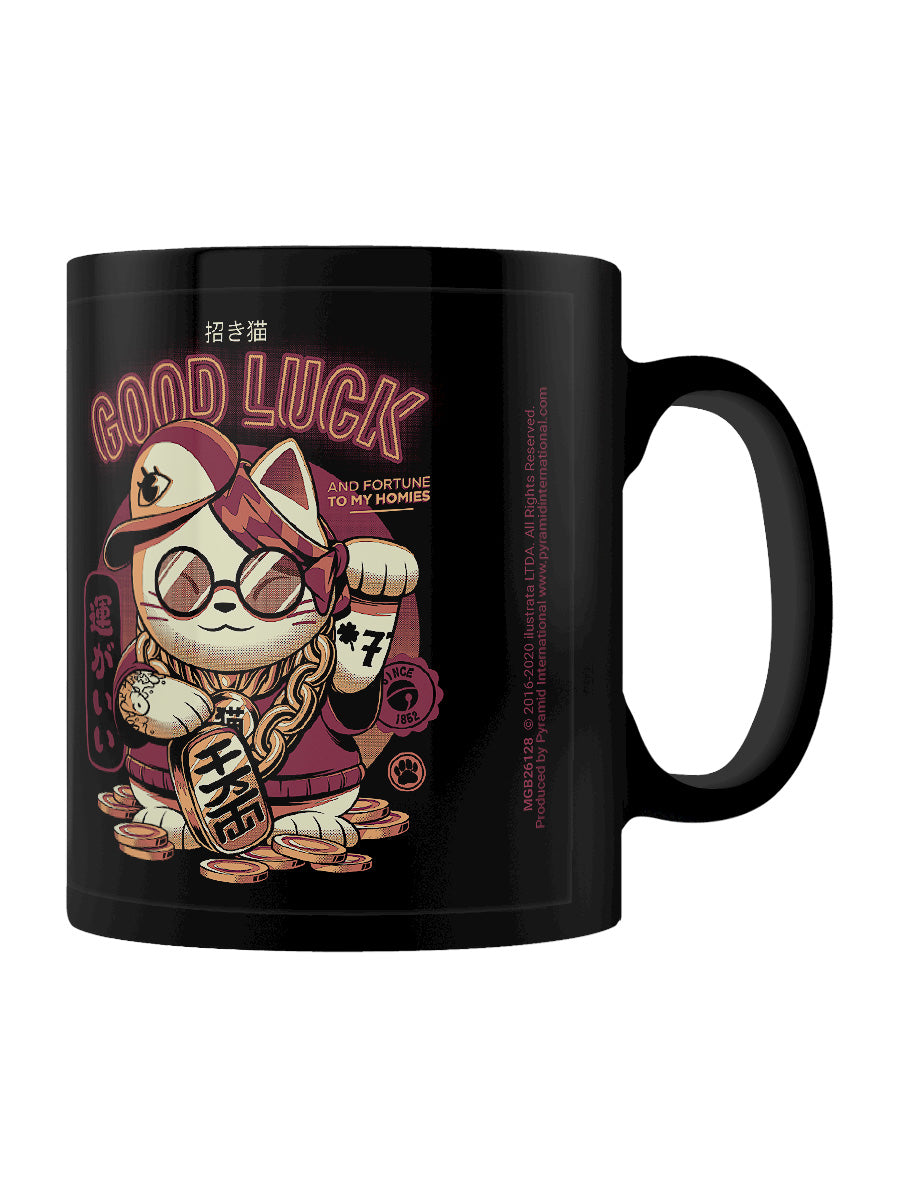 Ilustrata Lucky Cat Black Coffee Mug
