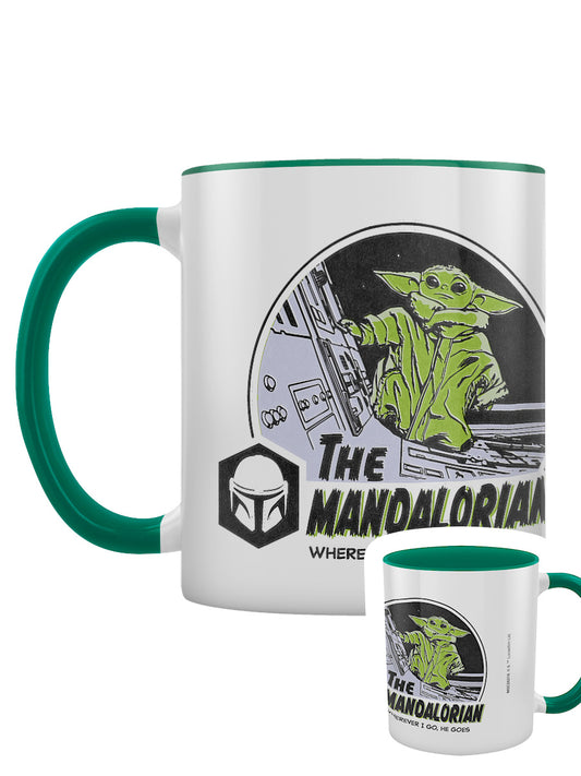 Star Wars The Mandalorian Wherever I Go He Goes Green Coloured Inner Mug