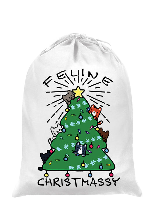 Feline Christmassy White Santa Sack