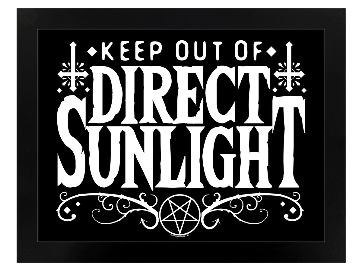 Keep Out Of Direct Sunlight Black Wooden Framed Print