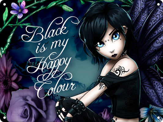 Hexxie Paige Black Is My Happy Colour Mini Tin Sign