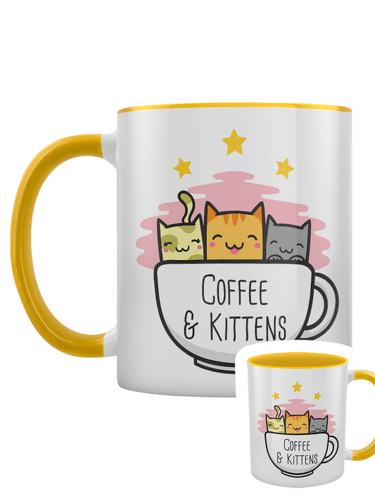 Coffee & Kittens Yellow Inner 2-Tone Mug