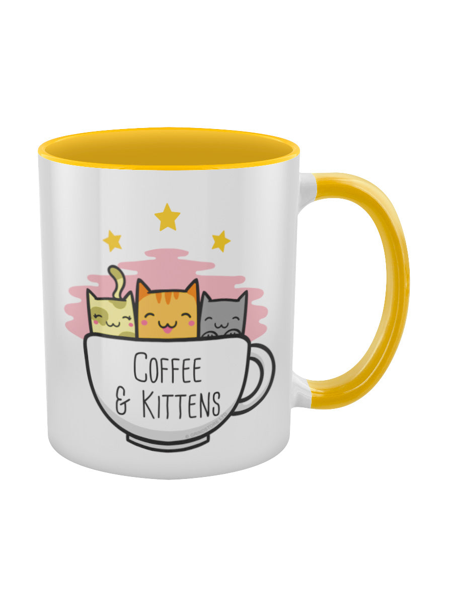 Coffee & Kittens Yellow Inner 2-Tone Mug