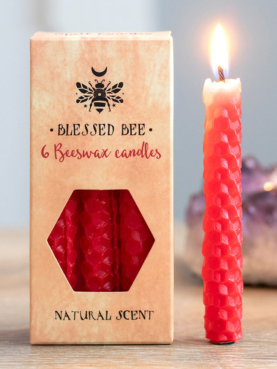 Blessed Bee Red Beeswax Spell Candles - Love & Courage