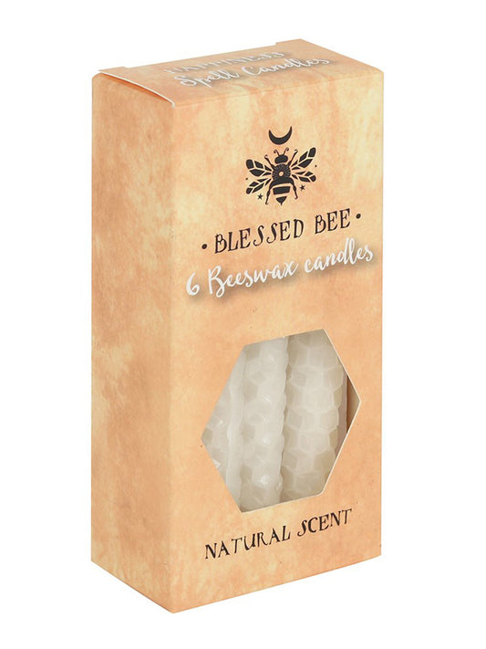 Blessed Bee White Beeswax Spell Candles - Peace & Happiness