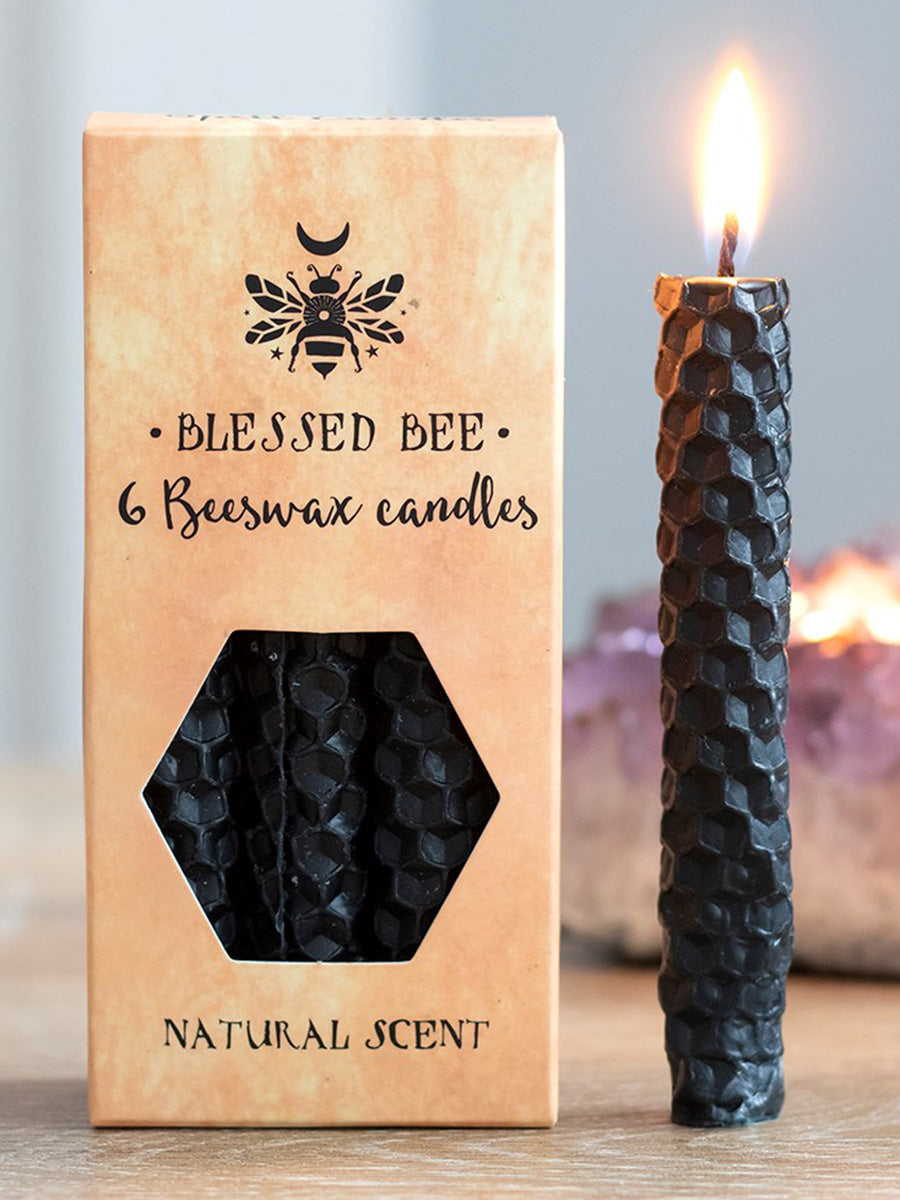 Blessed Bee Black Beeswax Spell Candles - Protection & Banishing Negativity