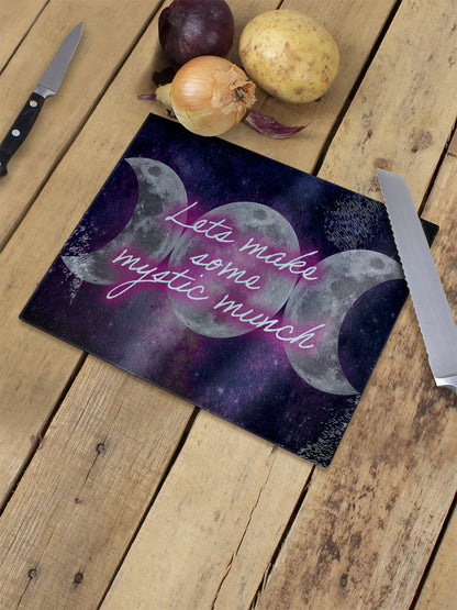 Lets Make Some Mystic Munch Small Glass Chopping Board