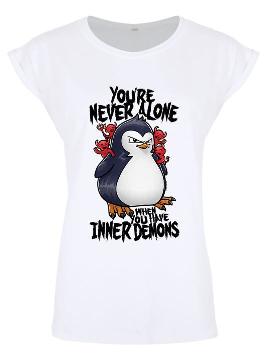 Psycho Penguin You're Never Alone When You Have Inner Demons Ladies White Premium T-Shirt