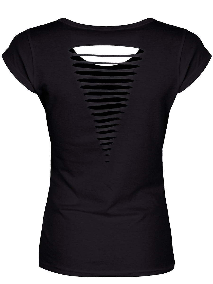 Keep Out of Direct Sunlight Ladies Black Razor Back T-Shirt