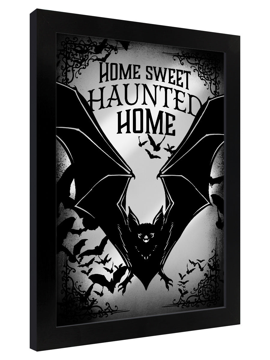 Home Sweet Haunted Home Bats Mirrored Tin Sign