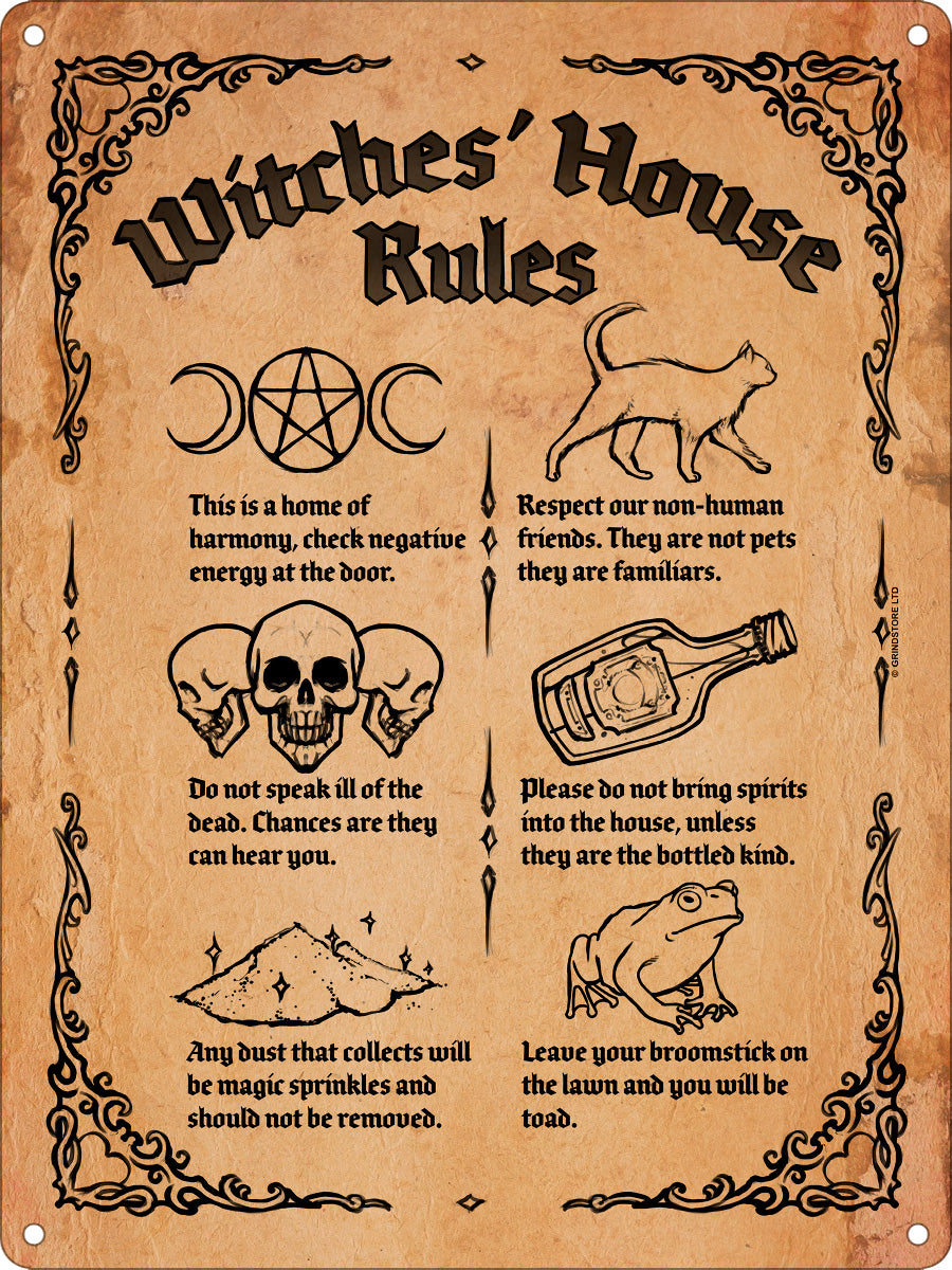 Witches' House Rules Mini Tin Sign