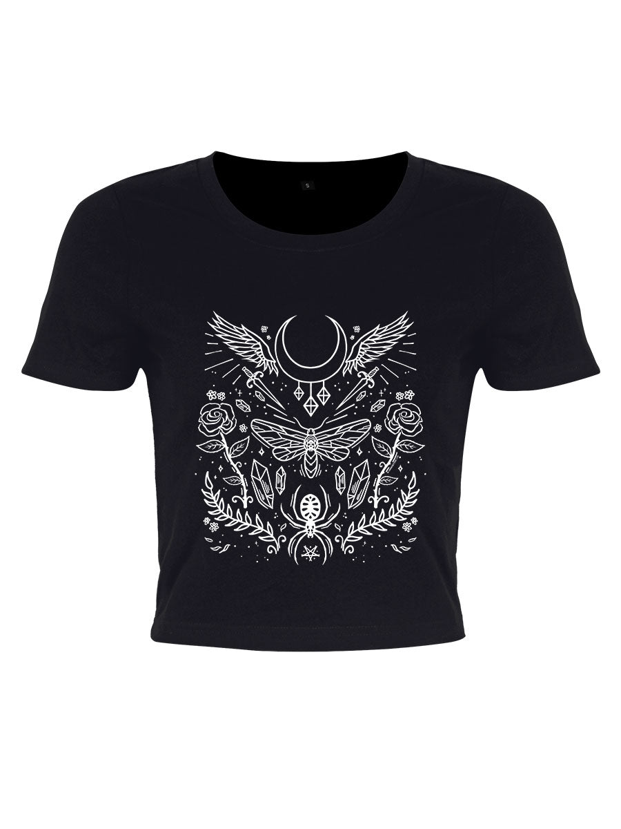 Elemental Witch Ladies Black Crop Top