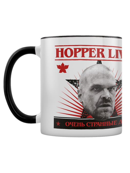 Stranger Things Hopper Lives Black Coloured Inner Mug