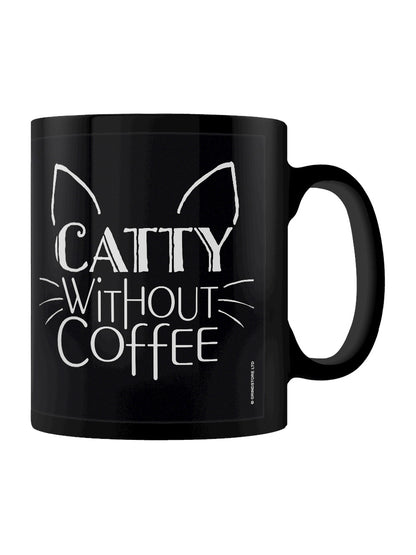 Catty Without Coffee Black Mug