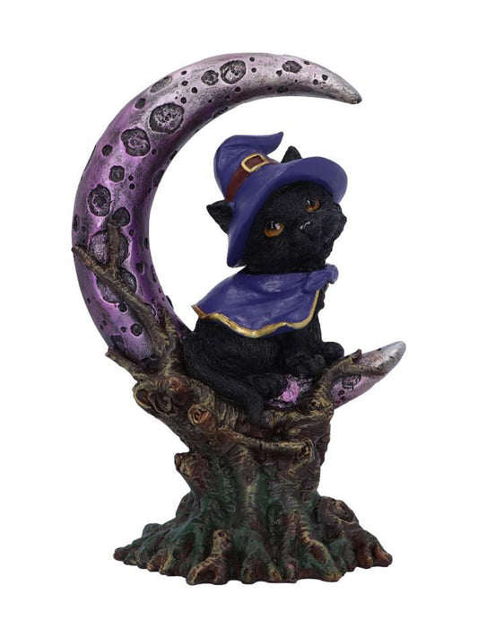 Grimalkin Witches Familiar Black Cat and Crescent Moon Figurine