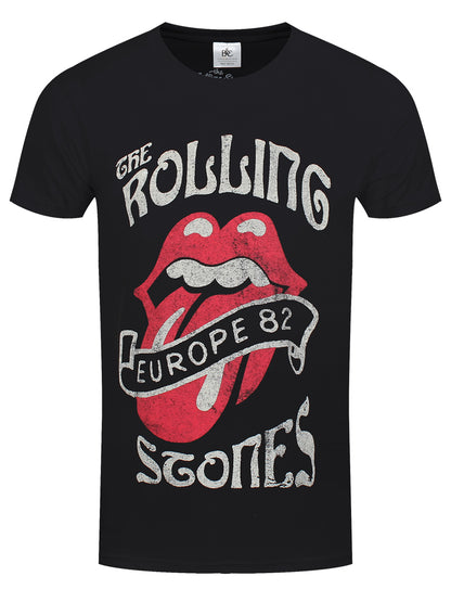 Rolling Stones Europe 82 Tour Men's Black T-Shirt