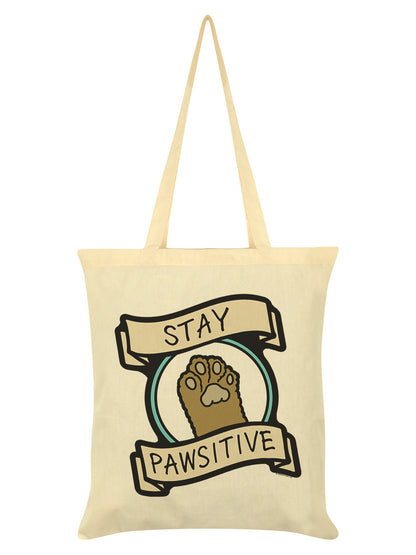 Stay Pawsitive Cream Tote Bag