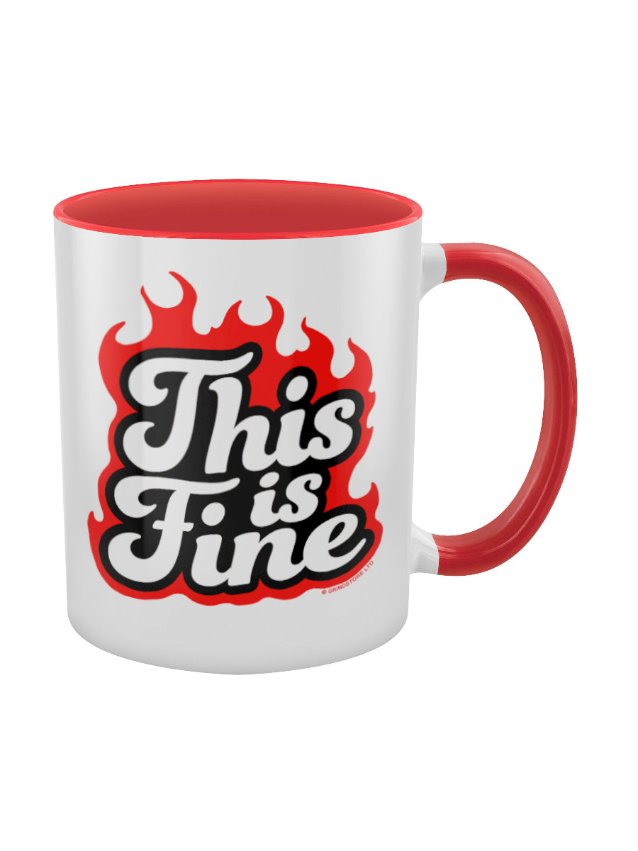 This Is Fine Red Inner 2-Tone Mug