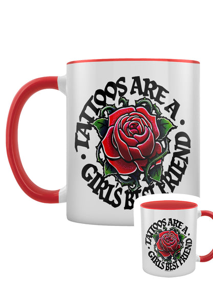 Tattoos Are A Girl's Best Friend Red Inner 2-Tone Mug
